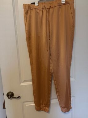 Banana Republic peachy orange faux satin pants with drawstring